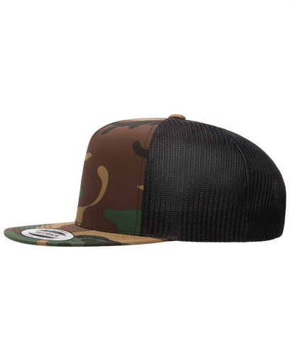 6006- YP Classics - Five-Panel Classic Trucker Cap Green Camo/ Black