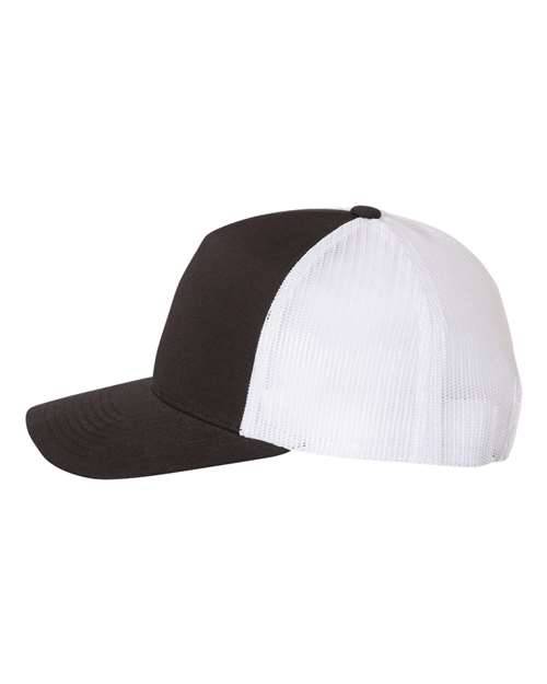 6506- YP Classics - Five-Panel Retro Trucker Cap Black/White