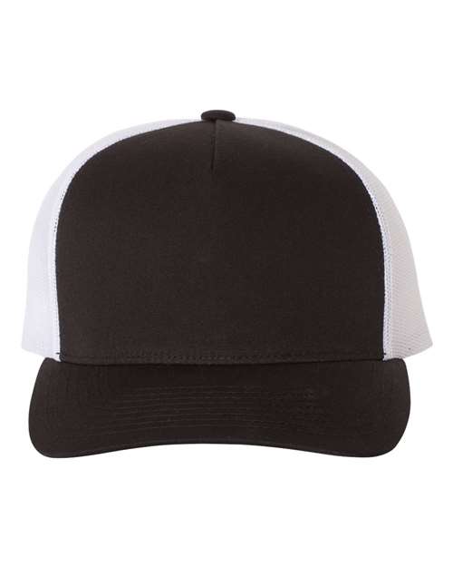 6506- YP Classics - Five-Panel Retro Trucker Cap Black/White