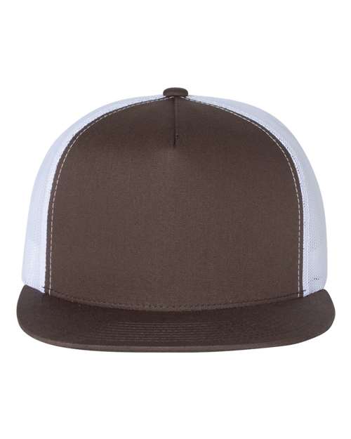 6006 YP Classics - Five-Panel Classic Trucker Cap - BRWN/WHT